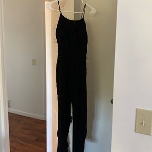 Papaya black front tie romper